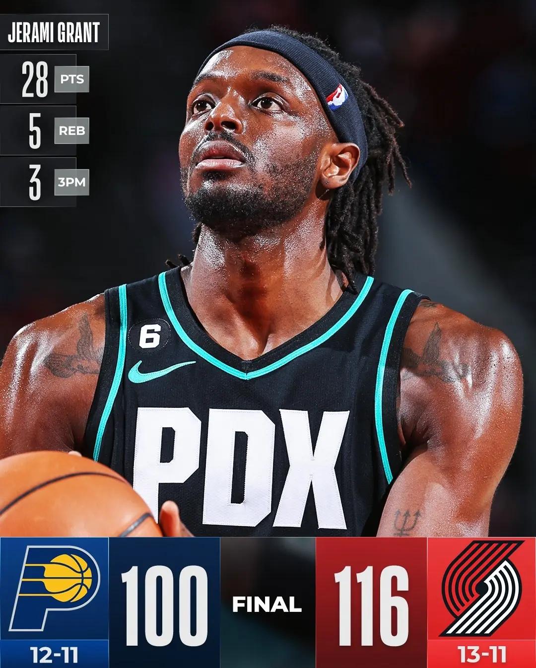 开拓者大胜灯泡，利拉德手感火爆